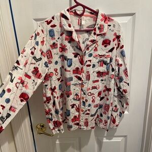 Gilligan & O'Malley Red and White Pajama Top